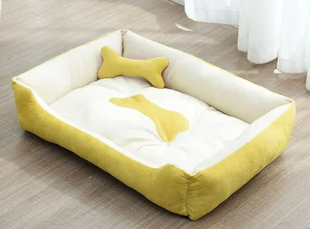 Removable Plush Large Dog Bed and Cat Pad - Washable Calming Cushion for Winter Comfort and Car Travel
