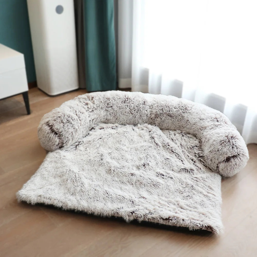 Removable Plush Large Dog Bed and Cat Pad - Washable Calming Cushion for Winter Comfort and Car Travel