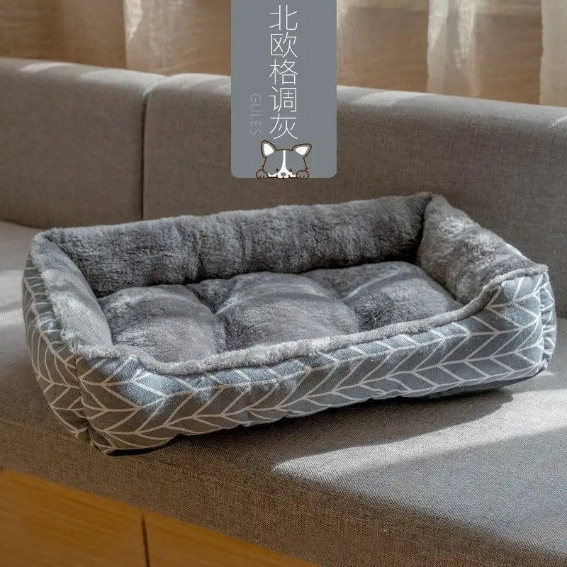 Removable Plush Large Dog Bed and Cat Pad - Washable Calming Cushion for Winter Comfort and Car Travel