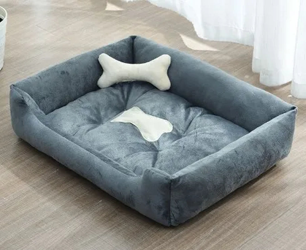 Removable Plush Large Dog Bed and Cat Pad - Washable Calming Cushion for Winter Comfort and Car Travel