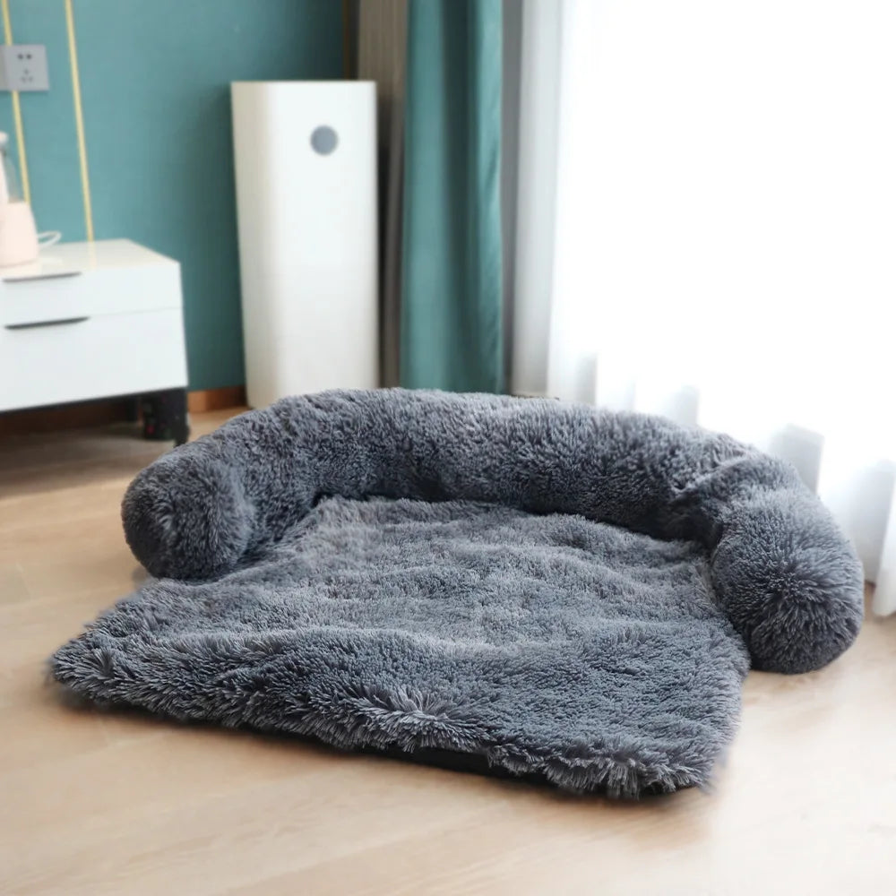 Removable Plush Large Dog Bed and Cat Pad - Washable Calming Cushion for Winter Comfort and Car Travel