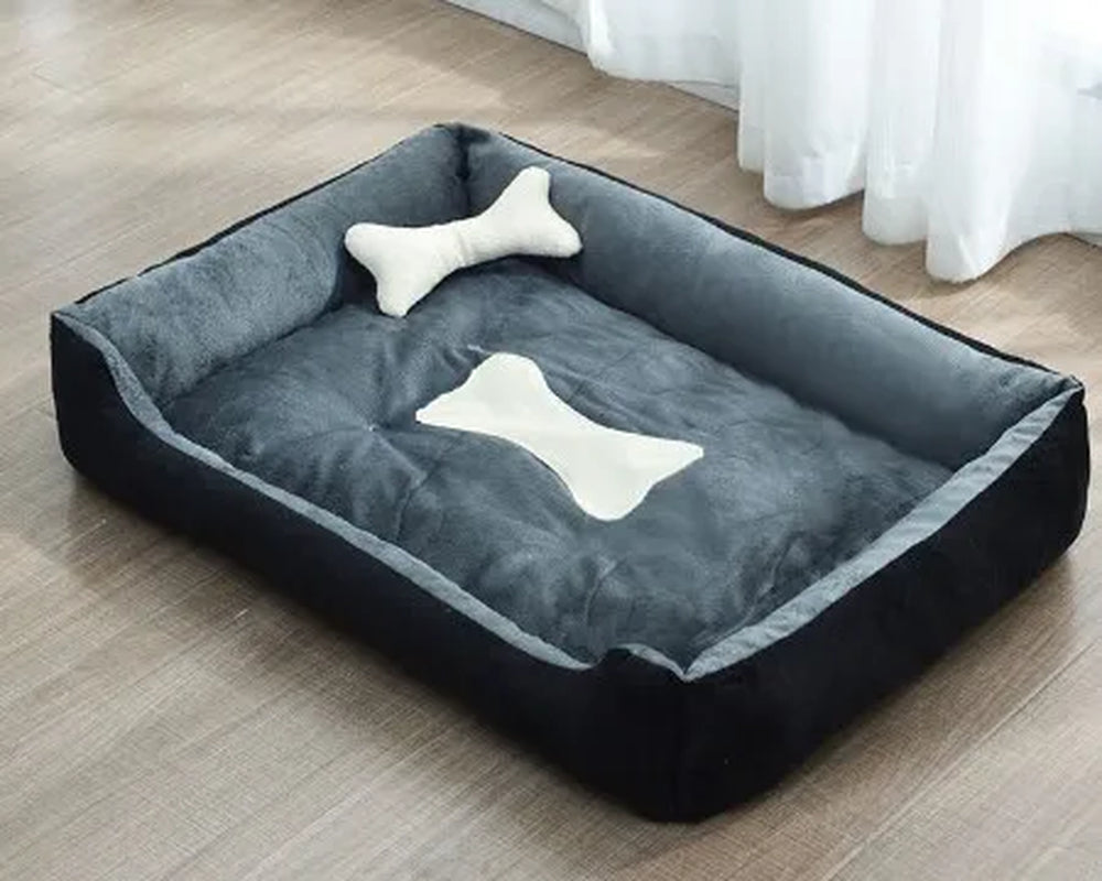 Removable Plush Large Dog Bed and Cat Pad - Washable Calming Cushion for Winter Comfort and Car Travel