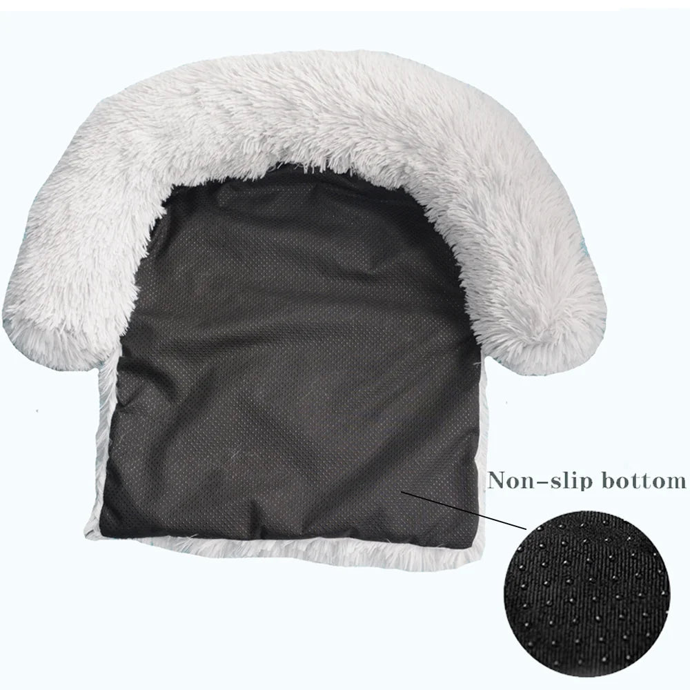 Removable Plush Large Dog Bed and Cat Pad - Washable Calming Cushion for Winter Comfort and Car Travel