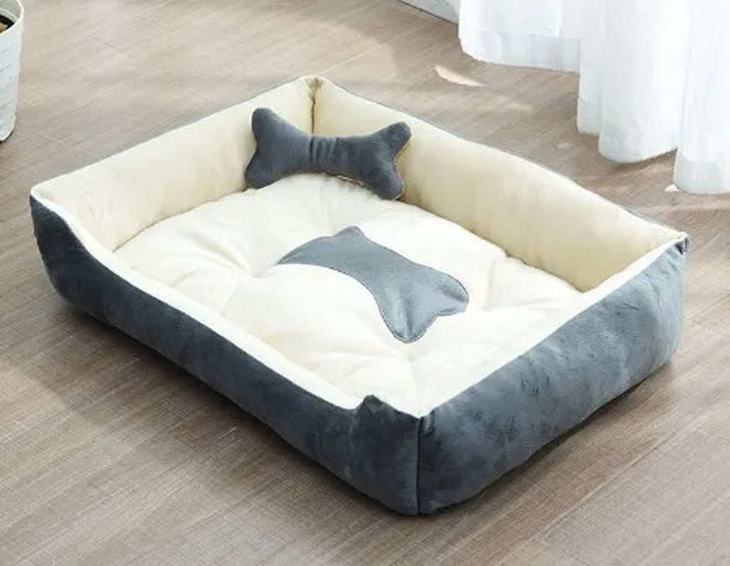 Removable Plush Large Dog Bed and Cat Pad - Washable Calming Cushion for Winter Comfort and Car Travel