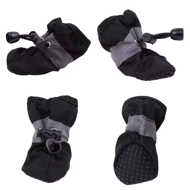 Waterproof Anti-Slip Dog Shoes - 4Pcs Thick Warm Booties for Small Dogs & Cats, Perfect for Rain & Snow